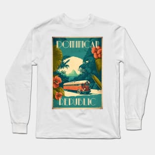 Dominican Republic Vintage Travel Art Poster Long Sleeve T-Shirt